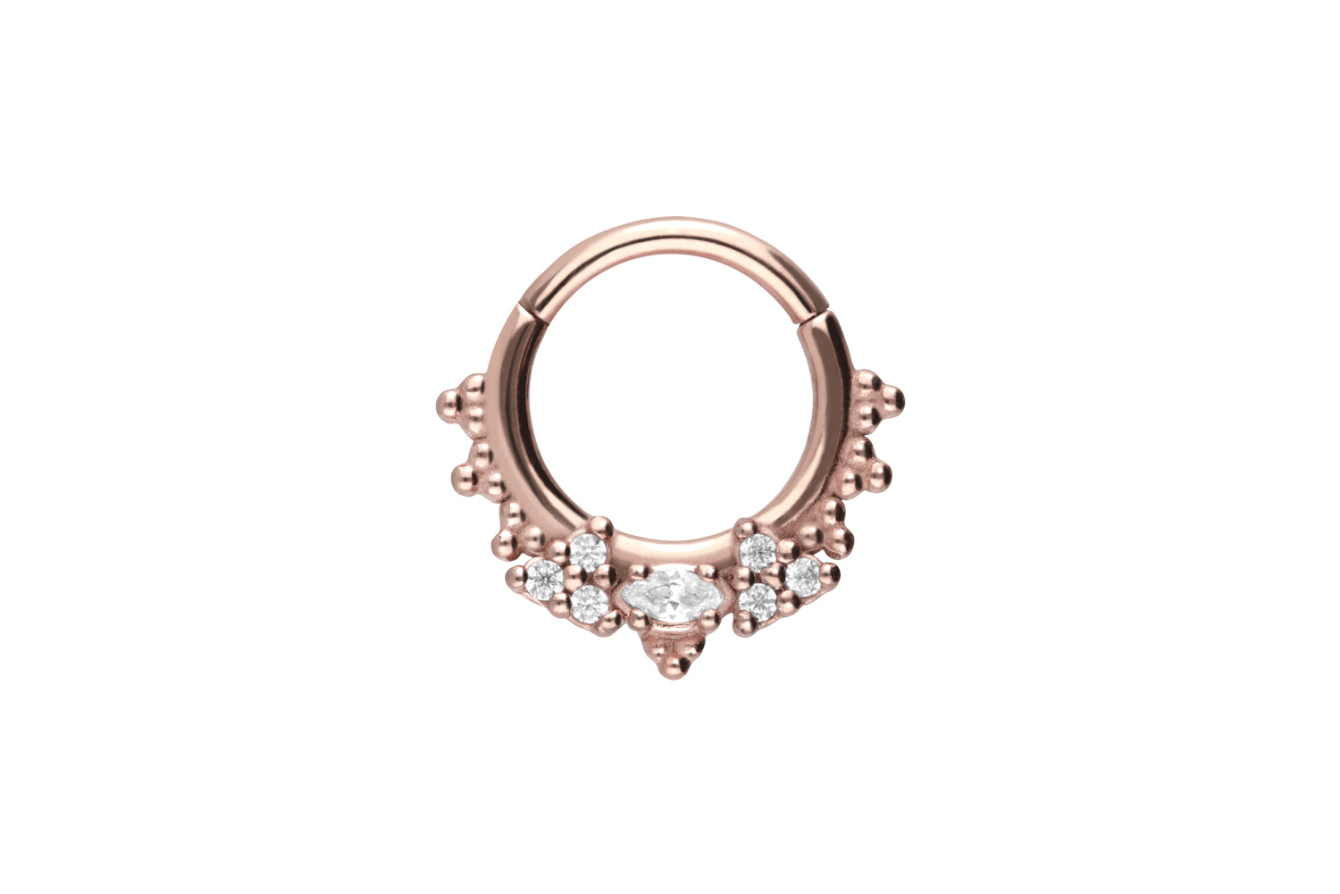 Chirurgenstahl Segmentring Clicker Piercing 7 EINGEFASSTE KRISTALLE + KUGELN